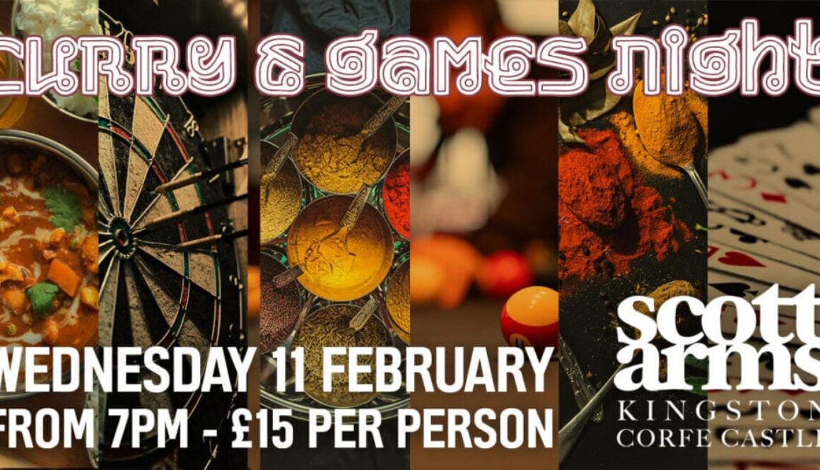 Curry and Games Night at the Scott Arms Wednesday 11 February 2026