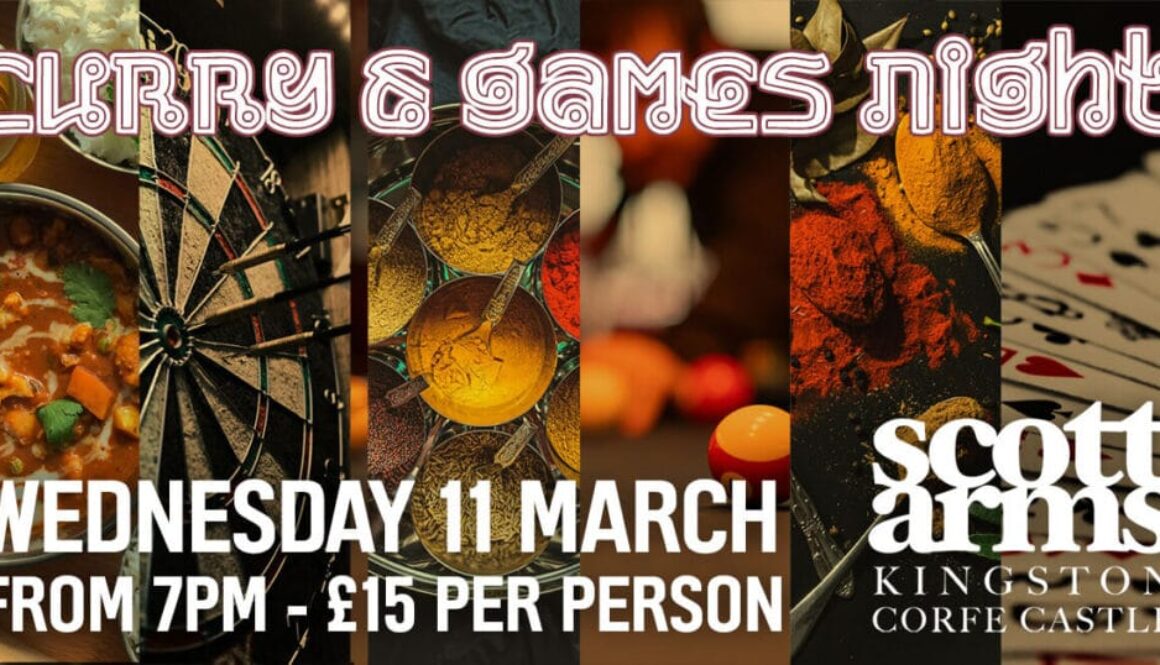 Curry and Games Night at the Scott Arms Wednesday 11 March 2026